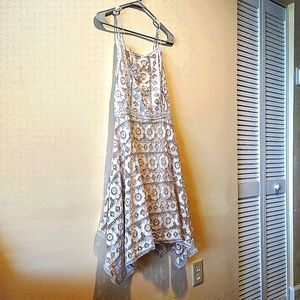 NWOT / FREE PEOPLE cream floral lace mini dress with corded straps